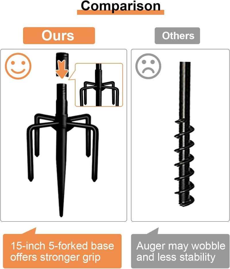 Garbuildman Tetherball Set with Ball & Rope for Outdoor Backyard, Adjustable Tether Ball Pole with Reinforced 5-Prong Base for Playground, Outside Ball Games Sports for Kids & Adults, Black - Image 4